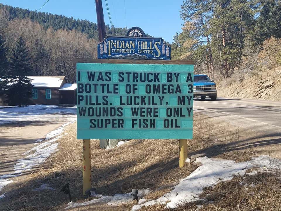 I was struck by a bottel of Omega 3 pills. Luckily, my woulds were only super fish oil