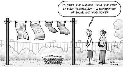 Drying clothes with a combination of wind and solar power