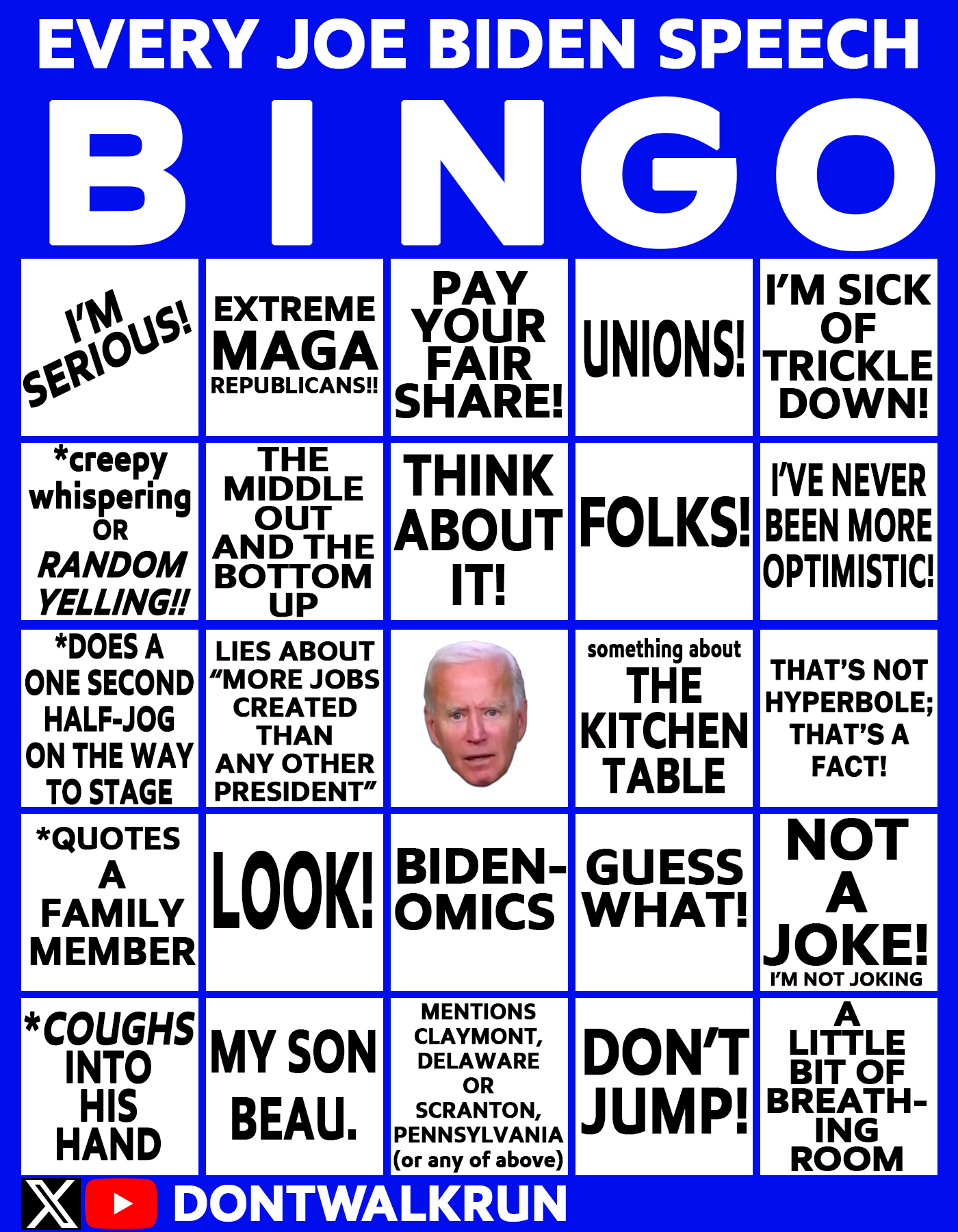 Biden Bingo card